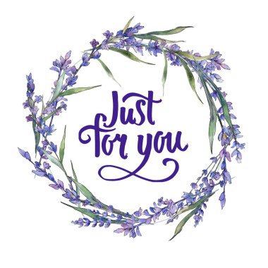 Kır çiçeği lavanta çiçek çelenk suluboya tarzında.