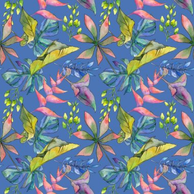 Tropikal Hawaii desen bir suluboya tarzında bırakır..