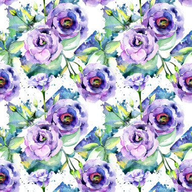 Kır çiçeği eustoma çiçek deseni suluboya tarzında.