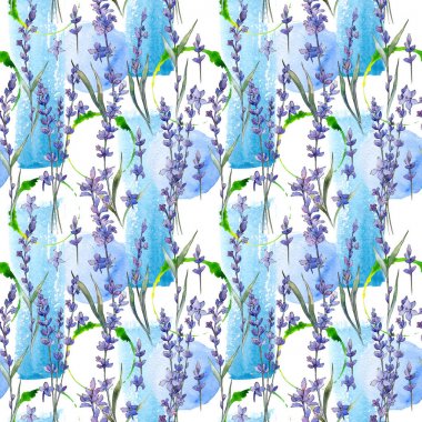 Kır çiçeği lavanta çiçek deseni suluboya tarzında.