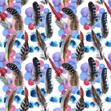 Suluboya kuş tüyü desen Wing.