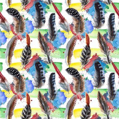 Suluboya kuş tüyü desen Wing.