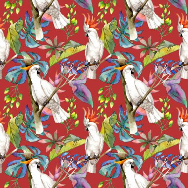 Tropikal Hawaii desen bir suluboya tarzında bırakır..