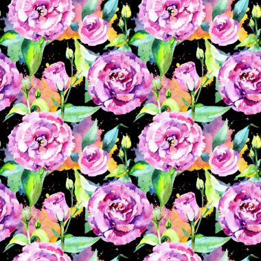 Kır çiçeği eustoma çiçek deseni suluboya tarzında.