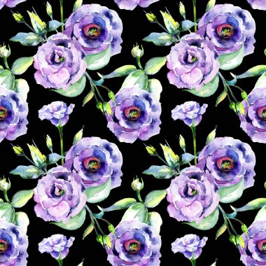 Kır çiçeği eustoma çiçek deseni suluboya tarzında.