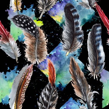 Suluboya kuş tüyü desen Wing.