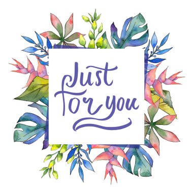 Tropikal Hawaii çerçeve bir suluboya tarzında bırakır..