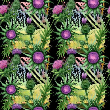 Kır çiçeği budyak çiçek deseni suluboya tarzında.