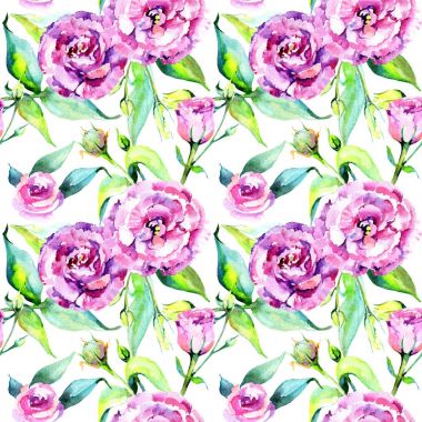 Kır çiçeği eustoma çiçek deseni suluboya tarzında.