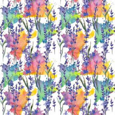Kır çiçeği lavanta çiçek deseni suluboya tarzında.