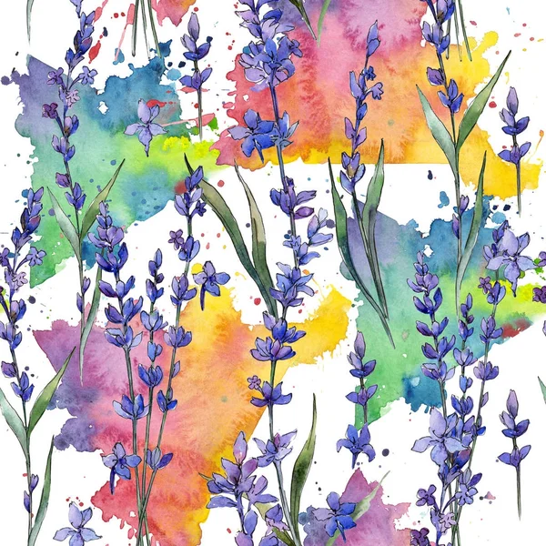 Wildflower lavander květinový vzor ve stylu akvarelu. — Stock fotografie