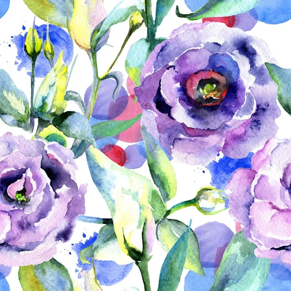 Wildflower eustoma flower pattern in a watercolor style. — Stock Photo, Image