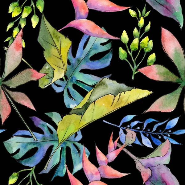 Tropikal Hawaii desen bir suluboya tarzında bırakır..