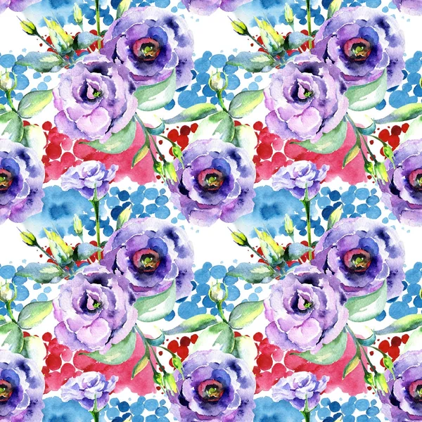 Kır çiçeği eustoma çiçek deseni suluboya tarzında.