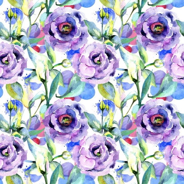 水彩画のワイルドフラワー トルコギキョウの花のパターン. — ストック写真