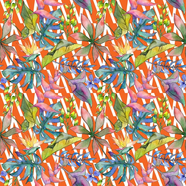 Tropikal Hawaii desen bir suluboya tarzında bırakır..