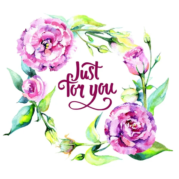 Kır çiçeği eustoma çiçek çerçeve suluboya tarzında.