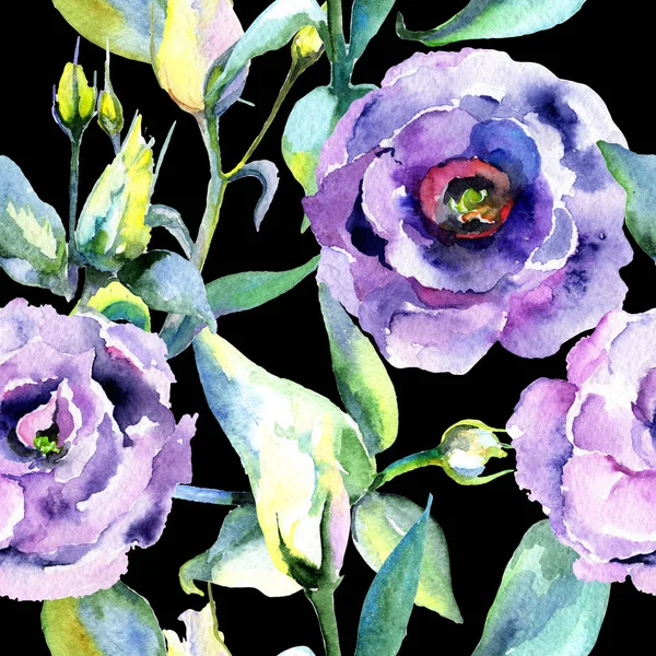 Kır çiçeği eustoma çiçek deseni suluboya tarzında.