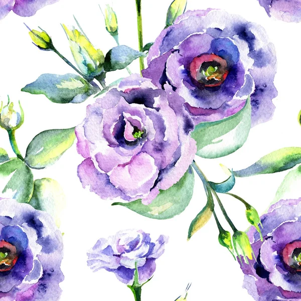 Kır çiçeği eustoma çiçek deseni suluboya tarzında.