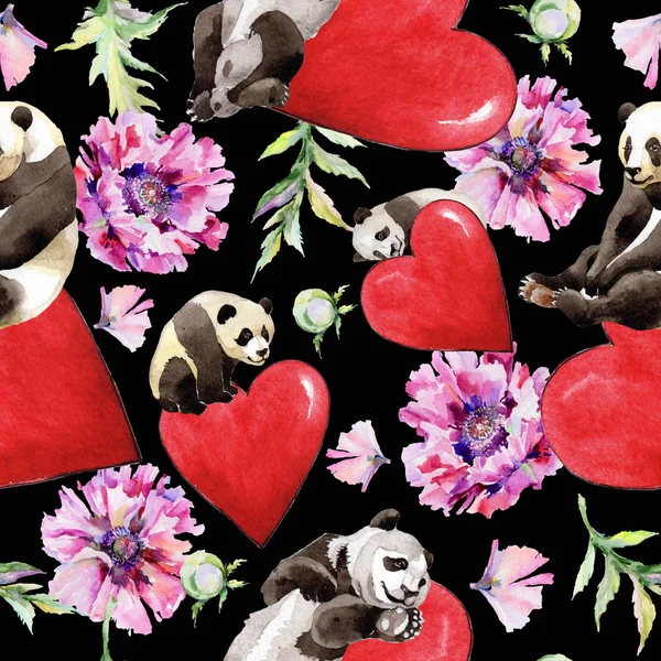 Kır çiçeği haşhaş çiçek deseni suluboya tarzında.