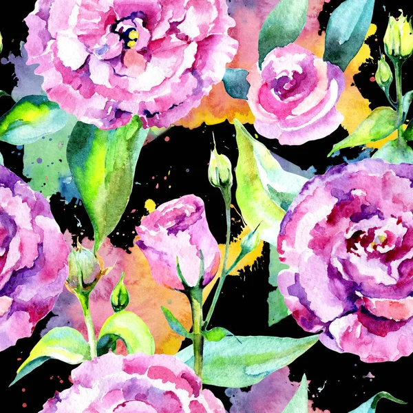 Kır çiçeği eustoma çiçek deseni suluboya tarzında.