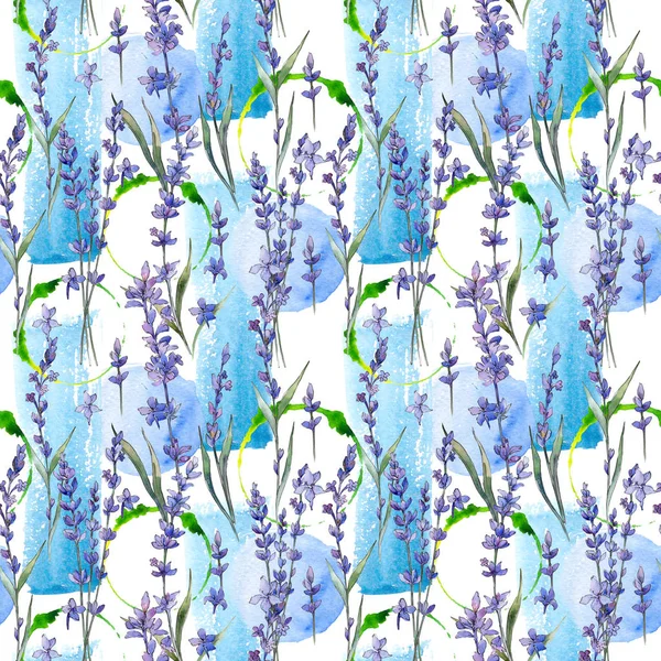 Wildflower lavander flower pattern in a watercolor style. — Stock Photo, Image