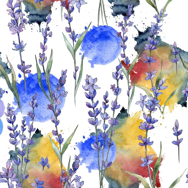 Wildflower lavander květinový vzor ve stylu akvarelu. — Stock fotografie