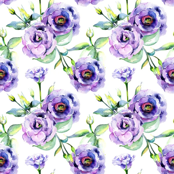 Kır çiçeği eustoma çiçek deseni suluboya tarzında.