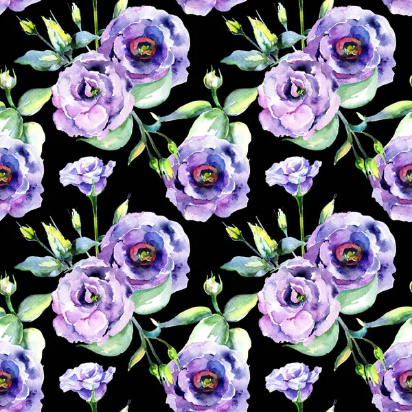 Kır çiçeği eustoma çiçek deseni suluboya tarzında.