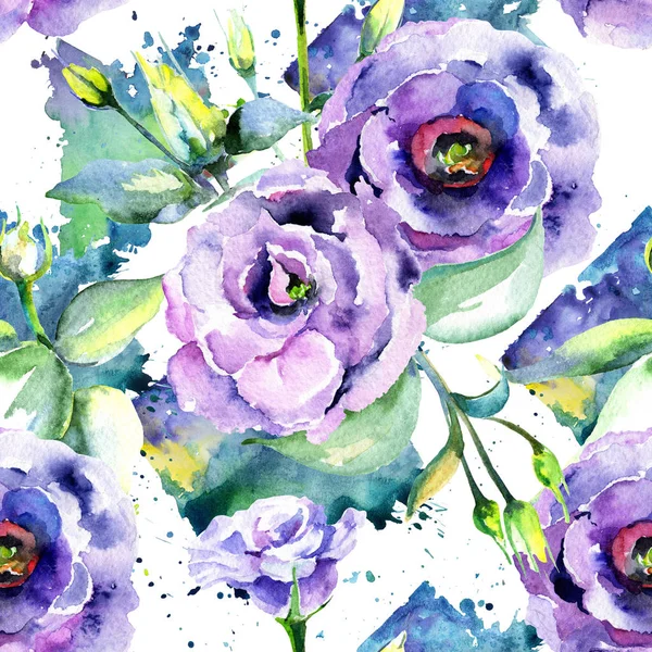 Kır çiçeği eustoma çiçek deseni suluboya tarzında.