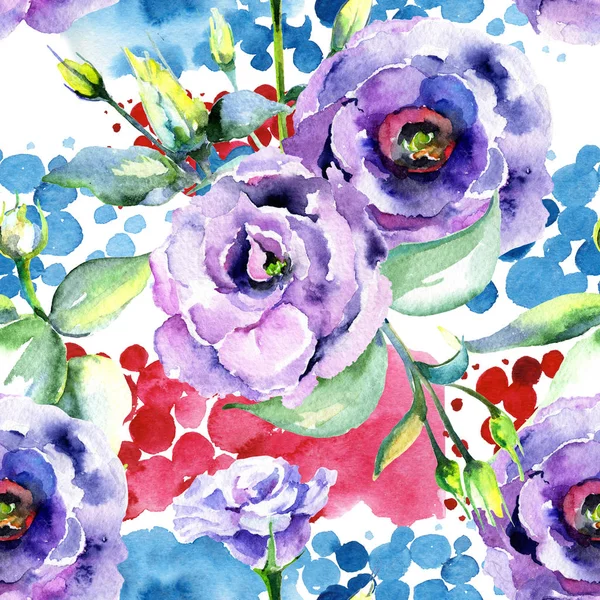 Kır çiçeği eustoma çiçek deseni suluboya tarzında.