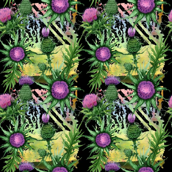 Kır çiçeği budyak çiçek deseni suluboya tarzında.