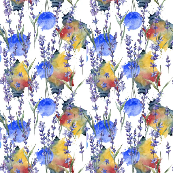 Kır çiçeği lavanta çiçek deseni suluboya tarzında.