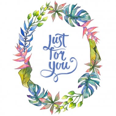 Tropikal Hawaii çelenk suluboya tarzında bırakır..