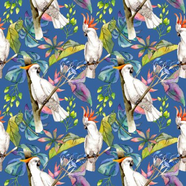 Tropikal Hawaii desen bir suluboya tarzında bırakır..