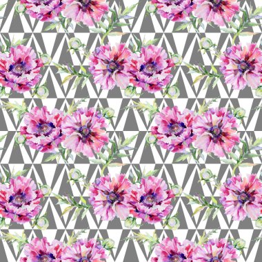 Kır çiçeği haşhaş çiçek deseni suluboya tarzında.