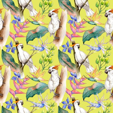 Tropikal Hawaii desen bir suluboya tarzında bırakır..