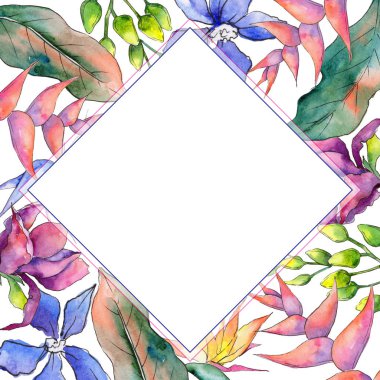 Tropikal Hawaii çerçeve bir suluboya tarzında bırakır..