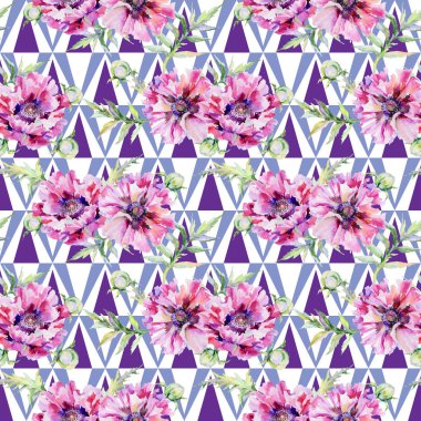 Kır çiçeği haşhaş çiçek deseni suluboya tarzında.