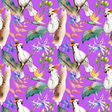 Tropikal Hawaii desen bir suluboya tarzında bırakır..