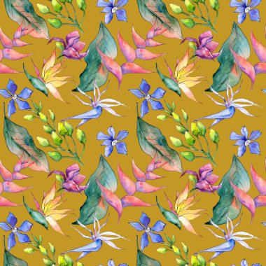 Tropikal Hawaii desen bir suluboya tarzında bırakır..