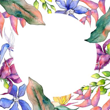 Tropikal Hawaii çerçeve bir suluboya tarzında bırakır..