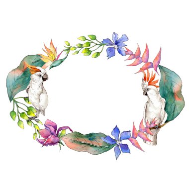 Tropikal Hawaii çelenk suluboya tarzında bırakır..