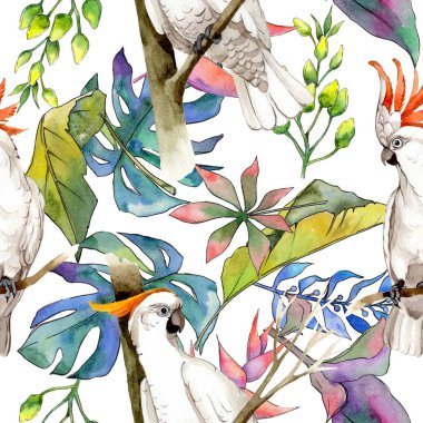 Tropikal Hawaii desen bir suluboya tarzında bırakır..