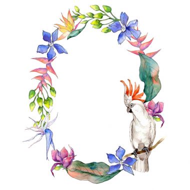 Tropikal Hawaii çelenk suluboya tarzında bırakır..