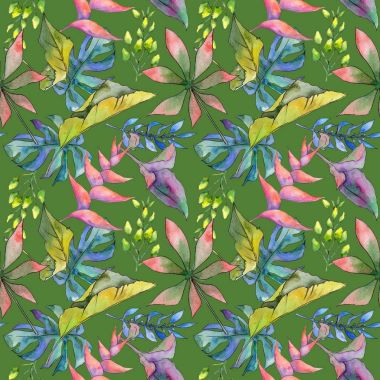 Tropikal Hawaii desen bir suluboya tarzında bırakır..