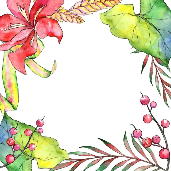 Cadre végétal tropical dans un style aquarelle . — Photo