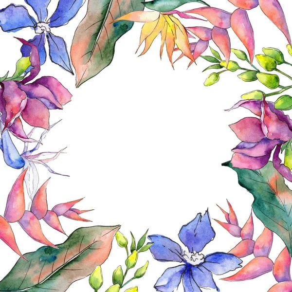 Tropikal Hawaii çerçeve bir suluboya tarzında bırakır..