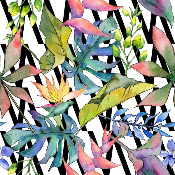 Tropikal Hawaii desen bir suluboya tarzında bırakır..