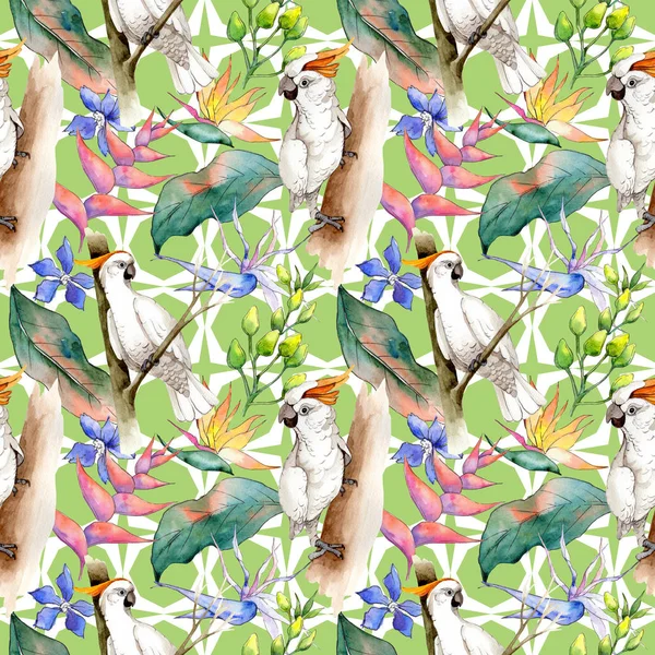 Tropikal Hawaii desen bir suluboya tarzında bırakır..